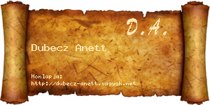 Dubecz Anett névjegykártya